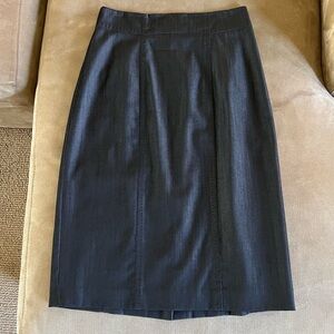 Elie Tahari Wool-Blend Pencil Skirt Dark Navy Denim-Look Women’s 8